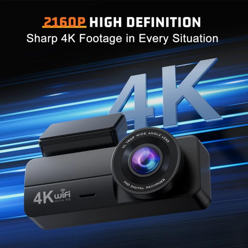 Maizic Smarthome 4K Front & 1080P Rear Dual Dash Cam for Car, Built-in WiFi, Voice Prompts, Super Night Vision, 64GB SD Card Support, 24H Parking Monitoring, G-Sensor & Loop Recording