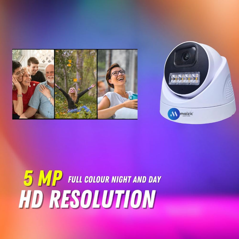 Maizic Smarthome 5MP Outdoor Dome CCTV Camera | Wired Ethernet IP Security Camera with Night Vision + Starlight, Built-in Audio, ONVIF & NVR Compatible, Waterproof, 2-Year Warranty