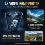 Maizic Smarthome X5 Pro 4K Waterproof Action Camera, 200° Panoramic Wide Angle, 66MP Photos, Dual Front & Rear Cameras, 16X Digital Zoom, 2.0 Inch IPS Screen, 1500mAh Battery, 32GB Memory Card