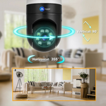 Maizic Smarthome Black Bulb Holder 3MP HD Wi-Fi CCTV Camera | Indoor Security PTZ with Color Night Vision, Two-Way Audio & Siren