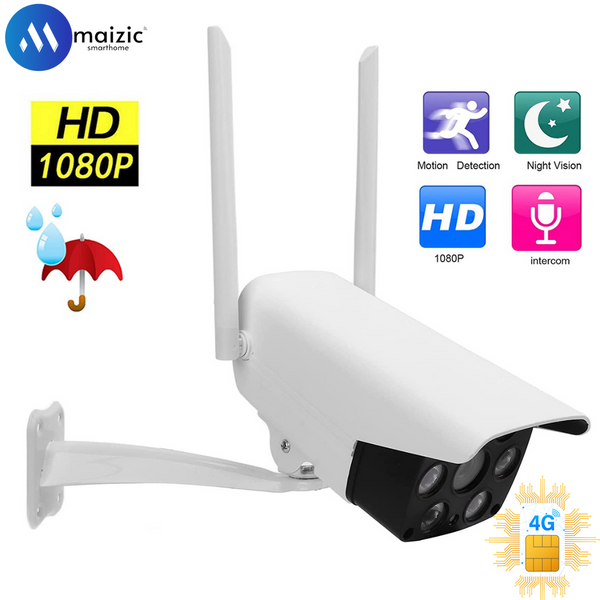 Outdoor 4G Sim Camera with 1080P Wide Angle View Night Vision Motion Detection Bullet Security Camera