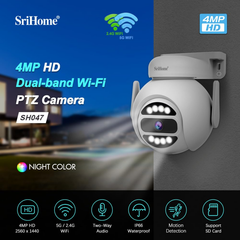 4MP QHD 2560 * 1440p WiFi PTZ Outdoor Home Security CCTV Camera