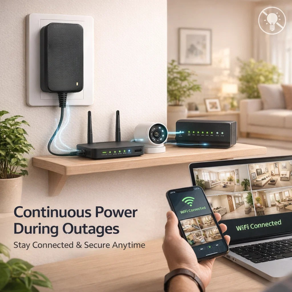 Maizic Smarthome Mini UPS Power Backup Adapter for WiFi Router, CCTV Camera & Modem | 12V 2A Output | Up to 6 Hours Backup During Power Cuts | Overcharge & Deep Discharge Protection