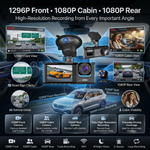 Maizic Smarthome Navik Pro Dash Triple Camera for Car | 3-Channel 5MP 1296P Front, Rear & Inside Cabin Recording | Wi-Fi | 2-Inch Display | Night Vision | WDR | G-Sensor | Loop Recording | Parking Mode
