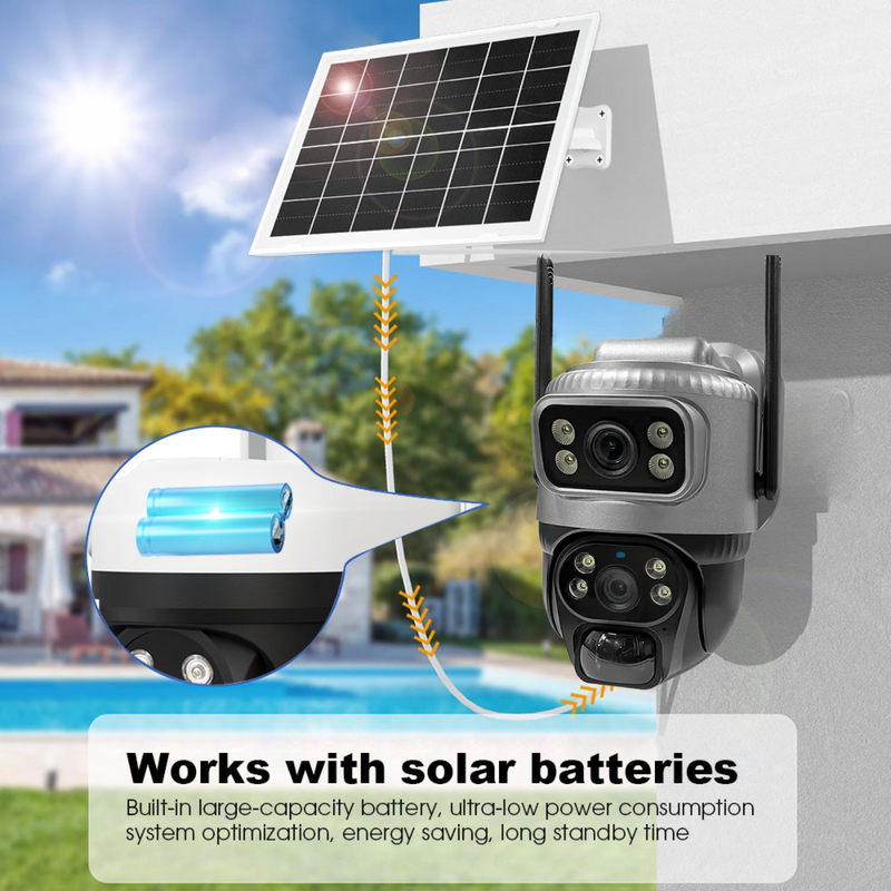 Wi-Fi Dual-Lens (5MP+5MP) Solar Wire-Free Battery Outdoor Waterproof Camera