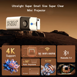 Maizic Smarthome Lumora Mini Smart Projector for Home, Native 1080P Full HD, 4K Support, Android 14, 16000 Lumens, Auto Keystone, WiFi 6, Bluetooth 5.4, Miracast & Short Focus Lens