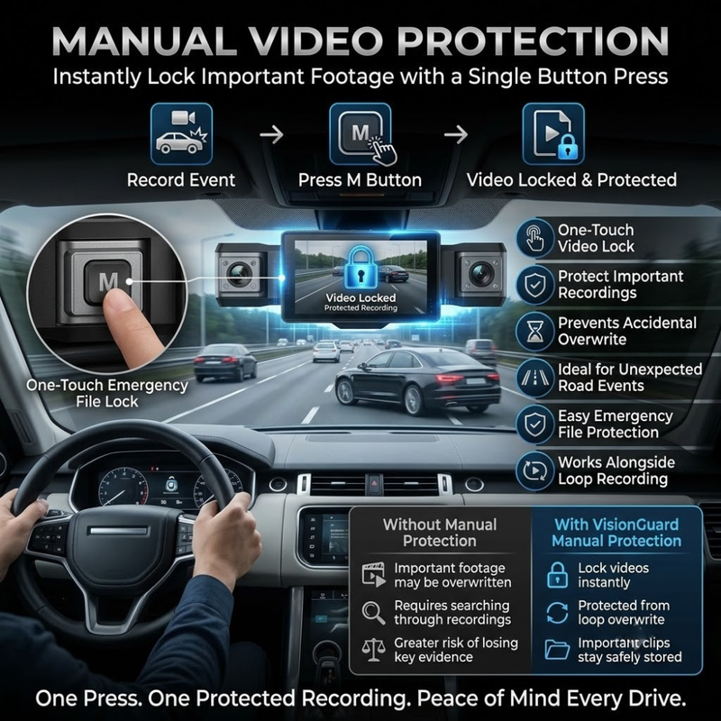 Maizic Smarthome DriveCam Pro 4-Channel Dash Camera | 360° Quad Camera Recording | Front, Left, Right & Rear Coverage | Night Vision | G-Sensor | 3