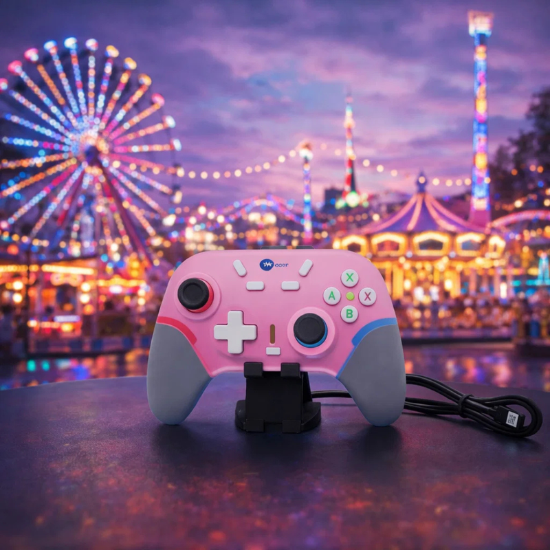 Maizic Smarthome Play X9 Wireless Bluetooth Gaming Controller | Dual Vibration, 6-Axis Gyroscope, RGB LED Joystick, 800mAh Battery| Compatible with Android, iOS, Windows PC, P3, P4 & Switch (Pink)