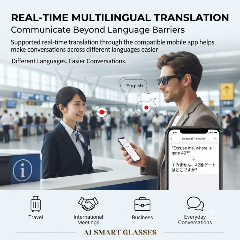 Maizic  Smarthome AI G1MAX Smart Glasses with 8MP Camera – AI Vision, Multilingual Translation, Wi-Fi, HD Video Recording, Built-in Mic & Photochromic Lenses