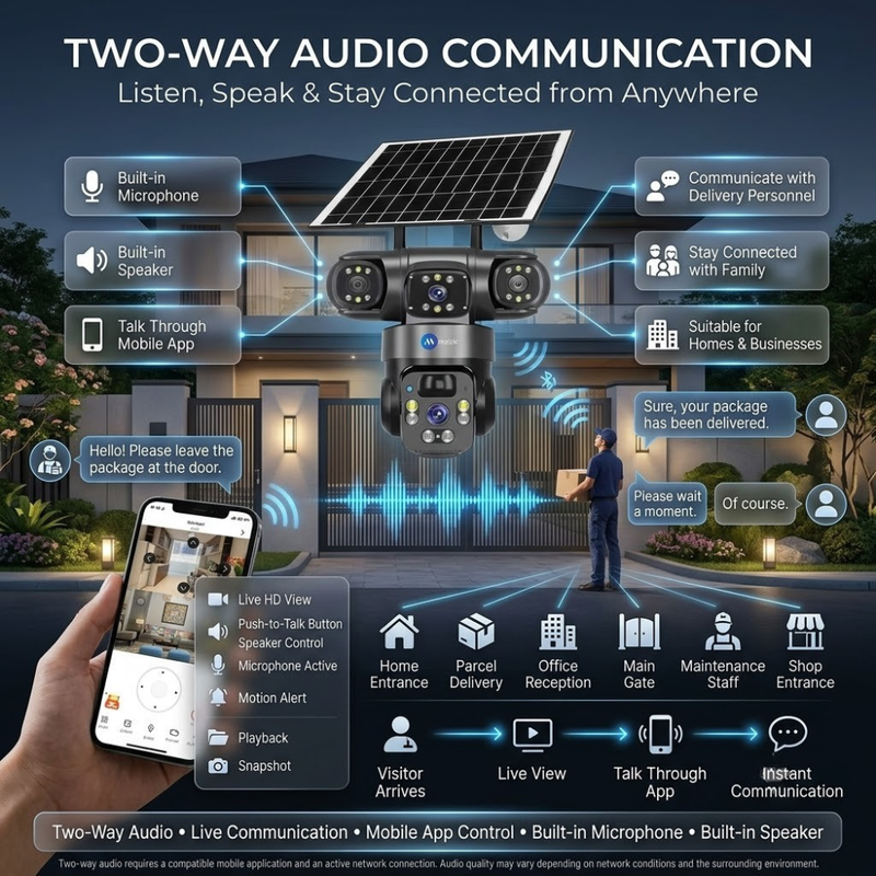 Maizic Smarthome Batman Solar 4G SIM Outdoor CCTV Camera 5MP×3 Triple Lens | AI PTZ Security Camera | Triple Screen Live View | Color Night Vision | Human Detection | Two-Way Audio | Solar Powered | Black