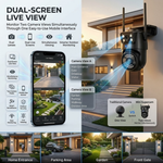 Maizic SmartHomes Mini Supercam Black 4G SIM Outdoor Security Camera | 5MP+5MP Dual Lens | Dual Screen Live View | Free SIM & 1-Month Data Plan | Color Night Vision | AI Motion Detection | Two-Way Audio | Multi-User Access