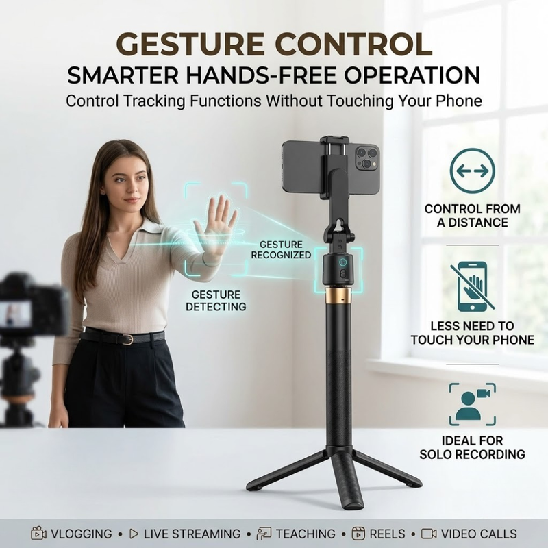 Maizic Smarthome Gimbal Camera G3 70-Inch AI Auto Face Tracking Tripod for Smartphone, 360° Rotation, Gesture Control, Gimbal Stabilizer & Selfie Stand for Live Streaming, Vlogging & Content Creation