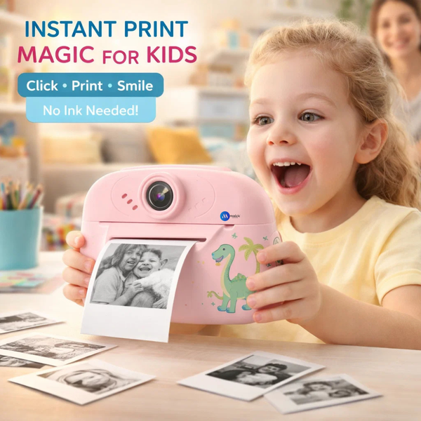 Maizic Smarthome Kids Instant Print Camera with Built-in Printer | Selfie Mode & Fun Filters | Photo, Video, Games & Music | USB Rechargeable | TF Card Support | Print Paper Included | Random Color