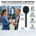Maizic Smarthome Handheld Mic Holder with Cold Shoe Mount, Microphone Adapter Grip Kit for Journalism, Interviews, Reporting, Vlogging & Video Recording