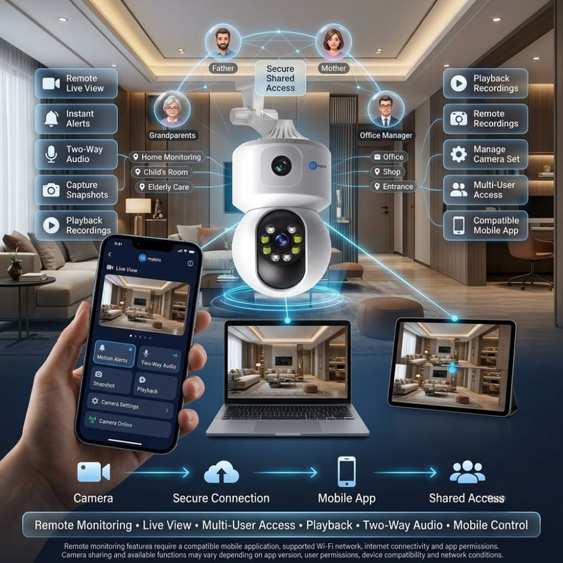 Maizic Smarthome Fox 5+5MP WiFi CCTV Camera for Home Security | Dual Lens Dual Screen Outdoor Camera | AI Motion Detection | Color Night Vision | Two-Way Audio | IP66 Weatherproof | Mobile App Remote View