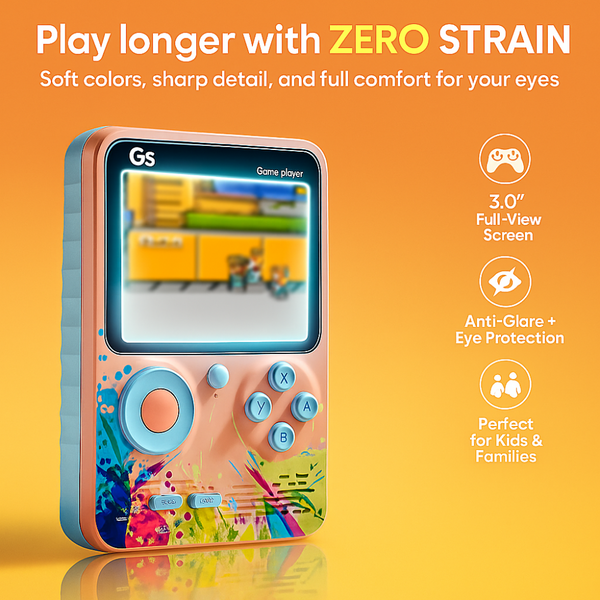 Maizic Smarthome G5 Pink Handheld Game Console with 500 classic retro games. Compact, TV-connectable, and perfect for kids' gifts, birthdays, or holiday fun.