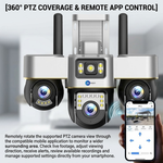 Maizic Smarthome Trigenie 4G SIM Triple Lens CCTV Camera, 5MP×3 Outdoor Security Camera with 360° PTZ, Triple Screen View, Color Night Vision, AI Motion Detection, 2-Way Audio & App Remote Access (Black)