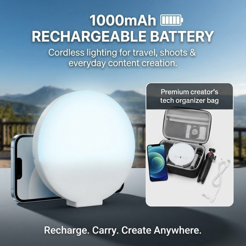 Maizic Smarthome K01 LED Video Light for Mobile, Camera & Laptop | 3 Modes Dimmable Clip-On Fill Light, 1000mAh Rechargeable Battery, 4.5W Type-C Charging for Selfies, YouTube, Vlogging & Photography