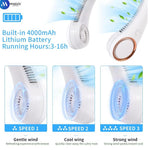 Maizic Smarthome Bladeless Neck Fan – USB Rechargeable, Hands-Free Portable Cooler with 3-Speed Airflow | Lightweight & Stylish (White)