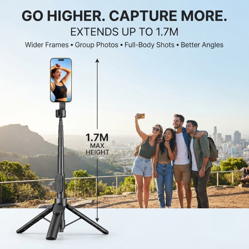 Maizic Smarthome CreatorPod 1 1.7M Magnetic Selfie Stick Tripod with Bluetooth Remote, Aluminum Alloy Extendable Phone Tripod Stand with Magnetic Ring for Vlogging, Selfies