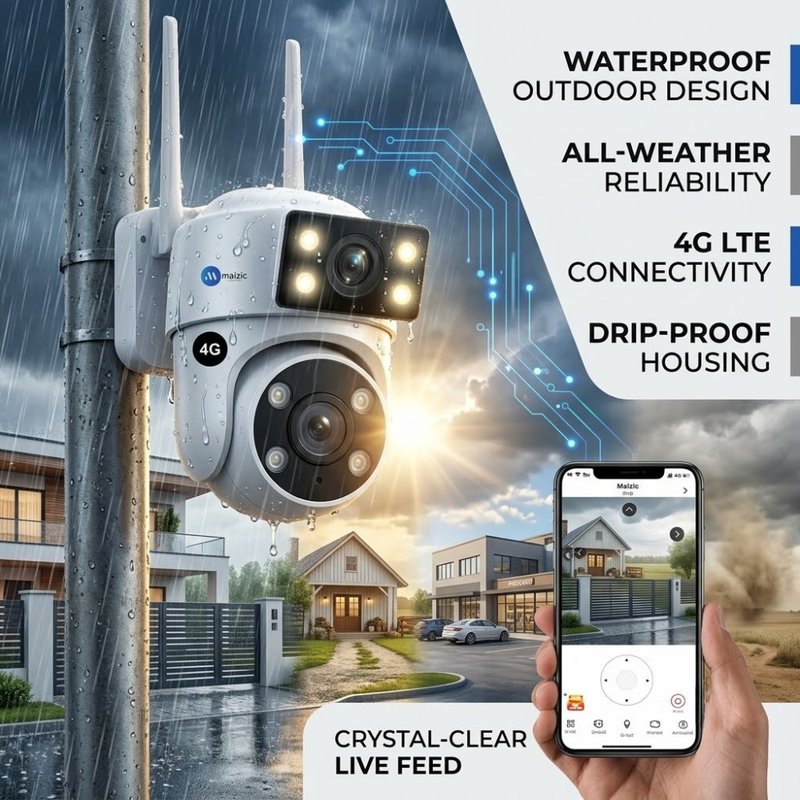 Maizic Smarthome Lynox 4G SIM Outdoor PTZ CCTV Camera | Full HD 1080P Security Camera | 360° Pan & Tilt Rotation | AI Motion Detection & Auto Tracking | Color Night Vision | Two-Way Audio | IP66 Waterproof | microSD Card Support