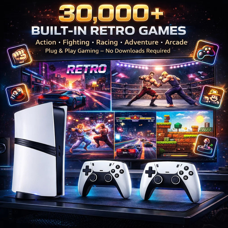 Maizic Smarthome GS5 Pro 4K Wireless Retro Video Game Console with 30,000+ Built-in Games & 53 Emulators | Plug & Play HDMI Gaming System for TV, PC & Projector | Includes 2 Wireless Controllers