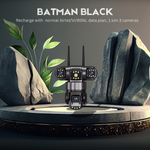 Batman Black 3in1 4G Sim CCTV Camera (5MP+5MP+5MP) Full HD 3 Lens/3 Screen View Home Security Camera with Pan Tilt 360° View & 2 side camera horizontally rotate 180°