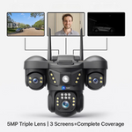 Maizic Smarthome Trion X 5MP×3 Triple Lens 4G SIM CCTV Camera | Outdoor Security Camera Without WiFi | 360° PTZ Rotation, Color Night Vision, AI Motion Detection, Two-Way Audio, SD Card Support