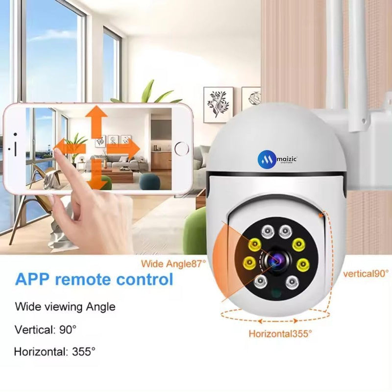 Maizic Smarthome Mini PTZ Wi-Fi Camera (Pack of 2) | 3MP HD Indoor/Outdoor CCTV with Pan-Tilt Zoom, Color Night Vision, Motion Detection & Two-Way Talk