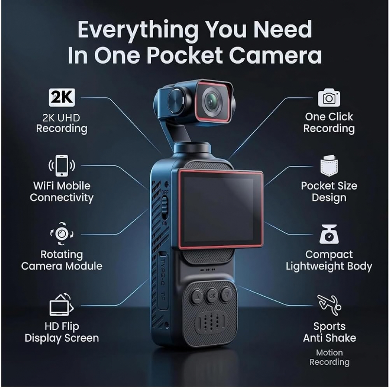 Maizic Smarthome Q11 2K WiFi Vlogging Camera, 270° Electric Rotating Lens, 2.78