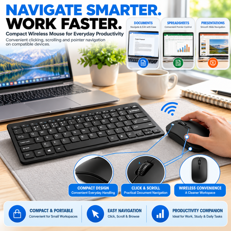 Maizic Smarthome Ultra Slim Wireless Bluetooth Keyboard & Mouse Combo, 10-Inch Compact Rechargeable Keyboard and Mouse Set, Lightweight & Portable Design for iPad, Tablet, Smartphone, Laptop & Desktop, Compatible with iOS, iPadOS, Android, Windows & macOS