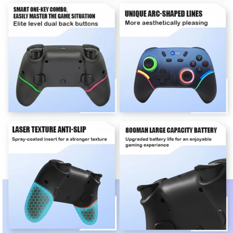Maizic Smarthome Play X9 Wireless Bluetooth Gaming Controller | Dual Vibration, 6-Axis Gyroscope, RGB LED Joystick, 800mAh Battery| Compatible with Android, iOS, Windows PC, P3, P4 & Switch