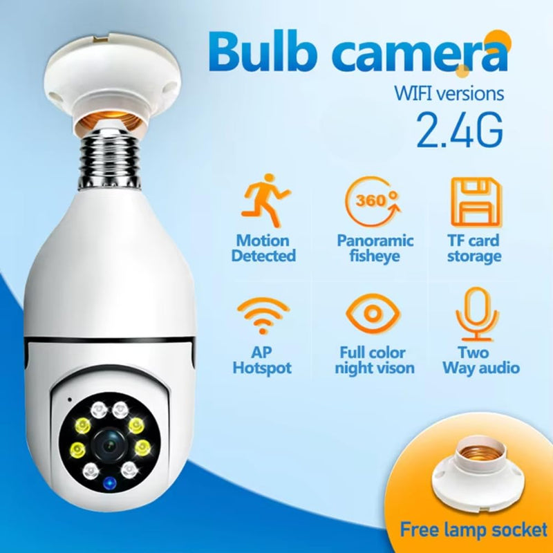 Maizic Smarthome 3MP WiFi Robo Bulb CCTV Camera (Pack of 2) | 360° PTZ Control, Motion Detection Alerts, Two-Way Audio, Color Night Vision | Indoor & Outdoor Home Security