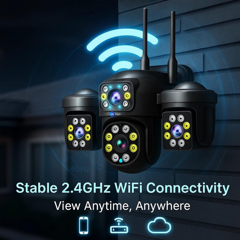 Maizic Smarthome Outdoor CCTV Camera 6K UHD | Triple Lens 5MP×3 | WiFi Camera for Home | Color Night Vision | Human Detection | 360° View | Waterproof Security Camera