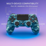 Maizic Smarthome Funetic “Blue Camo” Themed Bluetooth Wireless P4 Gaming Controller – Compatible with PS4/PS4 Pro/PS4 Slim/PC/Smartphone | Dual Vibration, Turbo, Touchpad, Type-C Charging, 10hr Battery | Works with PS5 | Includes Case