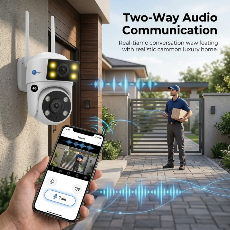 Maizic Smarthome Lynox 4G SIM Outdoor PTZ CCTV Camera | Full HD 1080P Security Camera | 360° Pan & Tilt Rotation | AI Motion Detection & Auto Tracking | Color Night Vision | Two-Way Audio | IP66 Waterproof | microSD Card Support