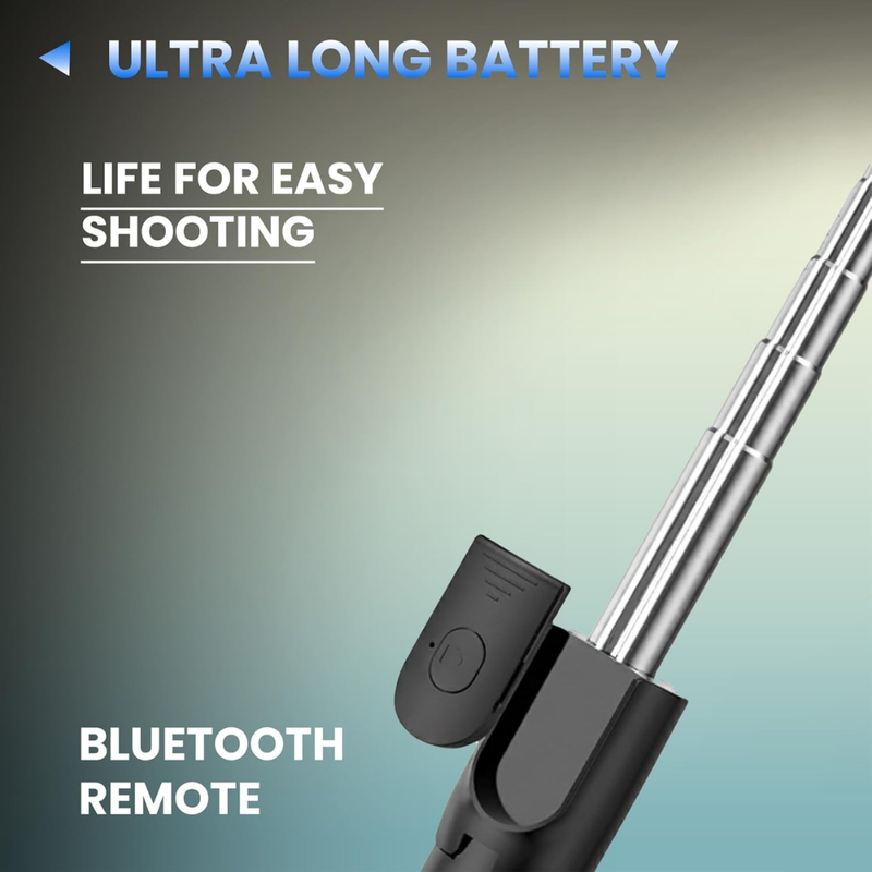 Maizic Smarthome R1SS-L Selfie Stick Tripod with Bluetooth Remote & Mini Fill Light, Extendable 69cm Phone Selfie Stick with Adjustable Holder, Wireless Shutter for Vlogging, Reels, Photos & Video