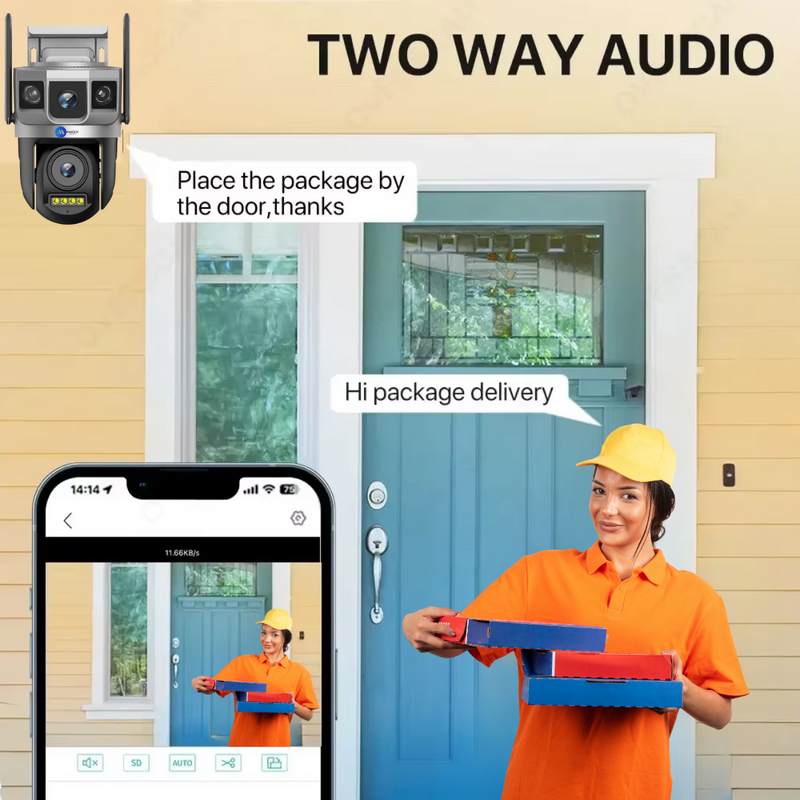 Tricam Shark Dual Lens/Triple Screen View 5+5 MP UHD Wifi Outdoor CCTV Camera