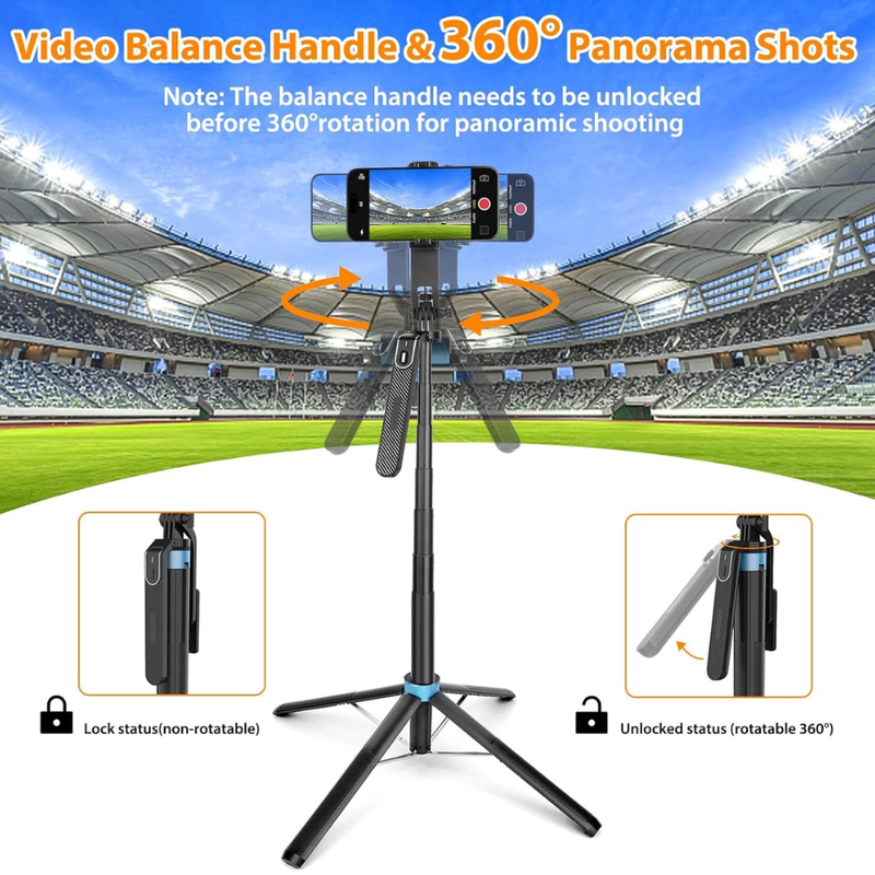 Maizic Smarthome CreatorPod 6 1.8M Extra-Long Selfie Stick Tripod with 360° Balance Handle, Detachable Bluetooth Remote, Aluminum Tripod Stand, 1/4-Inch Light Mount, Type-C Charging for Vlogging