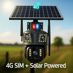 Maizic Smarthome Tricam 10X Opti-Zoom | 4G SIM Based Dual Lens + Triple Screen | 5MP Solar Powered Outdoor CCTV Camera | Built-in Battery | Farm & Agriculture Surveillance | 6 Months Warranty