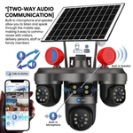 Maizic Smarthome TRIGENIE Siren Solar Wi-Fi Triple Lens 5MP×3 AI PTZ Security Camera | 360° Outdoor Surveillance | Triple Screen Monitoring | Color Night Vision | Human Detection | 2-Way Talk | IP66 Waterproof (Black)