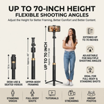 Maizic Smarthome Gimbal Camera G3 70-Inch AI Auto Face Tracking Tripod for Smartphone, 360° Rotation, Gesture Control, Gimbal Stabilizer & Selfie Stand for Live Streaming, Vlogging & Content Creation