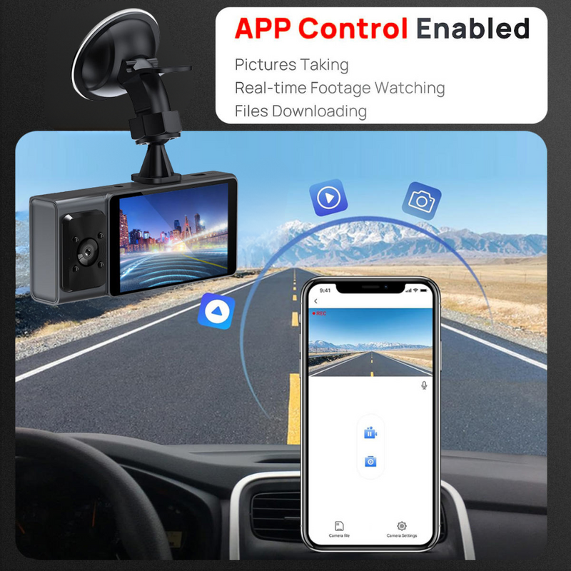 Maizic Smarthome Navic TriX WiFi 3-Channel Dash Cam | 1080P HD | 3