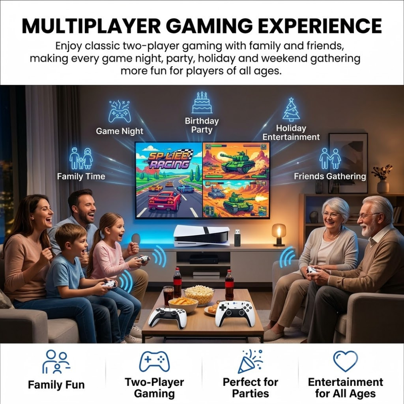 Maizic Smarthome GS5 Pro 4K Retro Gaming Stick | 30000+ Built-in Games | 53 Emulators | Wireless Plug & Play HDMI Console | Includes 2 Wireless Controllers | For TV, PC & Projector