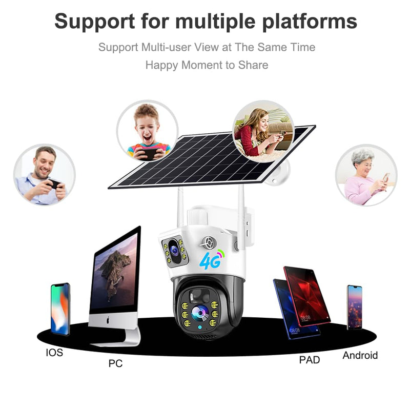 4G Sim 4K 6+6 MP 2in1 Dual Lens/ Dual Screen Solar Camera