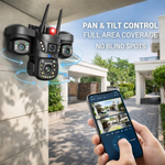 Maizic Smarthome Trion 5MP*3 wifi CCTV Camera for Home Outdoor | Triple Lens Camera Without WiFi | Color Night Vision, Pan Tilt, Motion Alerts | Outdoor Security Camera