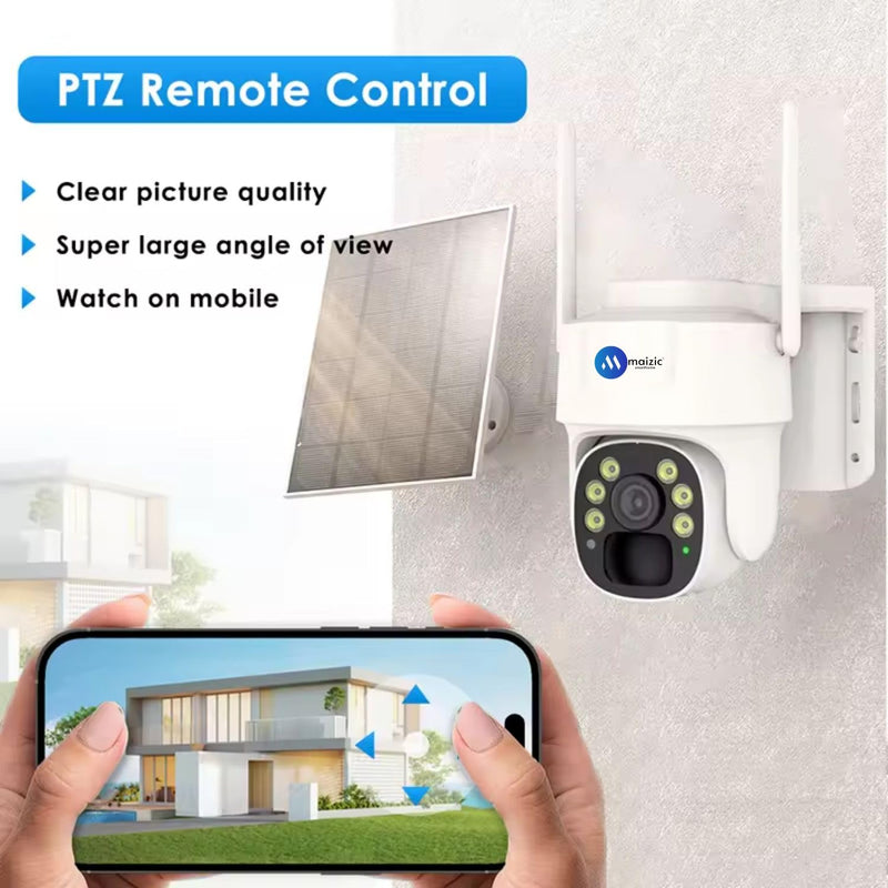 Maizic Smarthome Big 100 Meter View Black Bull 4G 5MP FHD 1920p Solar Wireless Camera with Color Night Vision, AI Human Detection, Two Way Audio Alarm, Micro SD Card Slot, 360 View All Sim Support
