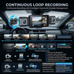 Maizic Smarthome DriveCam Pro 4-Channel Dash Camera | 360° Quad Camera Recording | Front, Left, Right & Rear Coverage | Night Vision | G-Sensor | 3