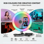 Maizic Smarthome RGB LED Soft Ring Light with Adjustable Phone Holder for Selfies, Reels, YouTube, Vlogging, Video Shooting & Live Streaming