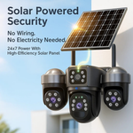 Maizic Smarthome UltraGenie Max 5MP×3 UHD Triple Lens/Screen Triple PTZ WiFi Solar Outdoor CCTV Camera | Color Night Vision | Human Detection | Two-Way Audio | IP66 Waterproof | Multi-User View